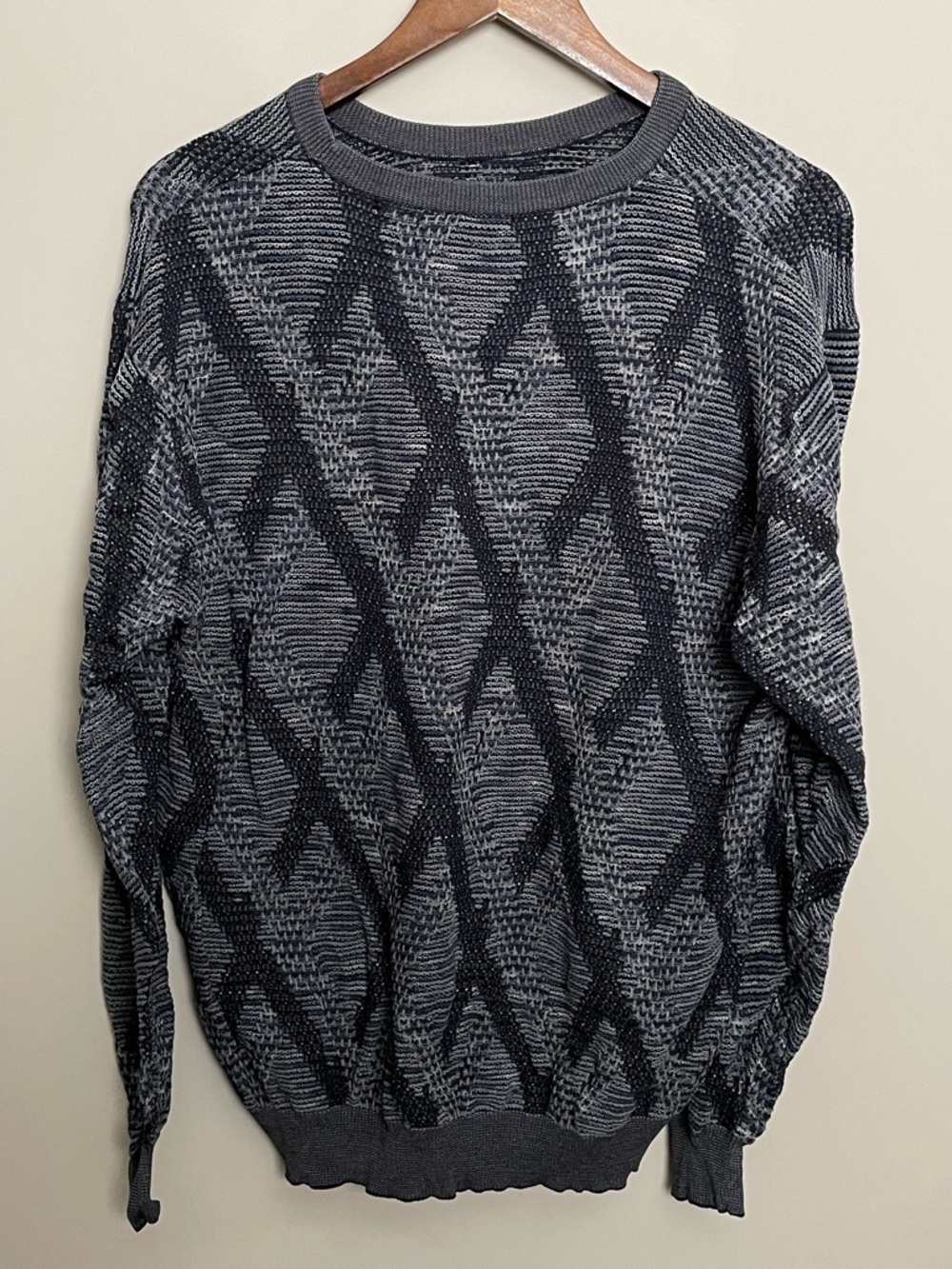 Vintage 90s Gray Patterned Crewneck Sweater Men’s XL